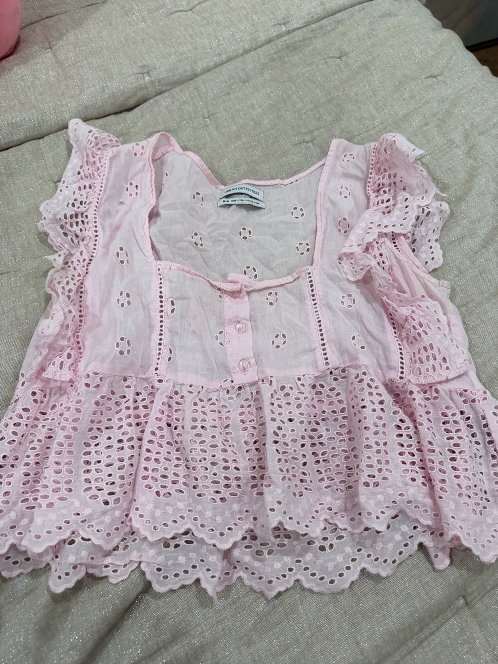 Urban outfitters pink top lace eyelet